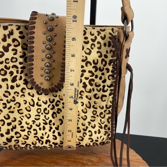 Trinity Ranch Handbag Cross Body Hair on Hide Leopard Cheetah Tan Brown Bag - Picture 5 of 10